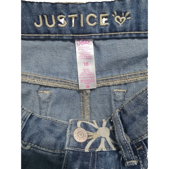 Justice Blue Kids Jeans with White Floral Pattern - Picture 4 of 7